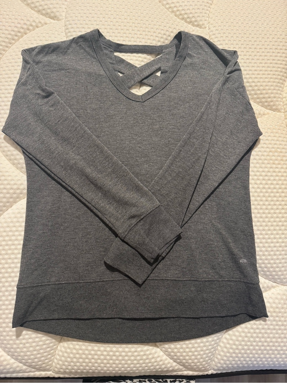 Marika Gray Crisscross V-Neck Pullover Hoodie